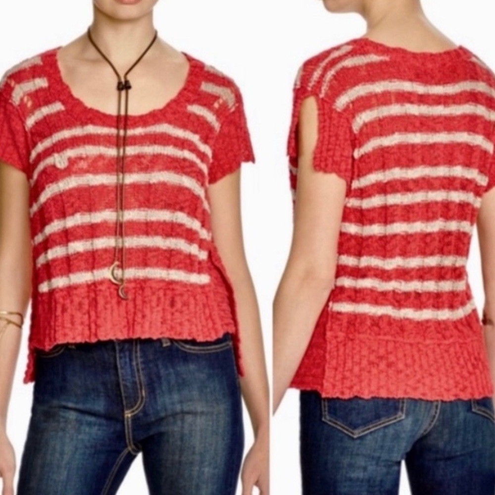 Free People Women’s Washed Tom Striped Sweater Tee